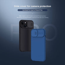Заредете изображение във визуализатора на галерията – Nillkin CamShield Pro PC+TPU Case for Iphone 15 Plus blue
