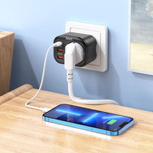 Заредете изображение във визуализатора на галерията – Hoco charger multifunctional charger type c pd20w + 2x usb qc3.0 3a + socket ns3 black
