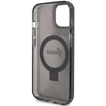 Заредете изображение във визуализатора на галерията – Guess Ring Stand Script Glitter MagSafe case for iPhone 13 / 14 / 15 - black
