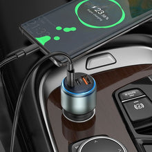 Заредете изображение във визуализатора на галерията – HOCO car charger USB QC + 2x Type C with cable Type C to Type C PD 95W Galloper NZ9 black
