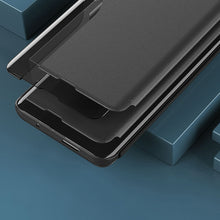 Заредете изображение във визуализатора на галерията – Eco Leather View Case case for Samsung Galaxy A14 with a flip stand black
