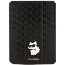Заредете изображение във визуализатора на галерията – Karl Lagerfeld KLFC11SAKHPCK iPad 10.9" Folio Magnet Allover Cover black/black Saffiano Monogram Choupette
