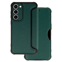 Заредете изображение във визуализатора на галерията – Razor Carbon Book Case for Samsung Galaxy A14 5G dark green

