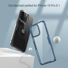 Заредете изображение във визуализатора на галерията – Nillkin Nature Pro TPU Case for Iphone 15 Pro transparent-blue
