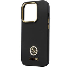 Заредете изображение във визуализатора на галерията – Guess GUHCP14LM4DGPK case for iPhone 14 Pro - black Silicone Logo Strass 4G
