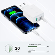 Заредете изображение във визуализатора на галерията – Acefast charger usb a + 2 x typ c qc3.0 pd65w a13 white
