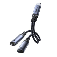 Заредете изображение във визуализатора на галерията – Joyroom SY-C03 USB-C to 2x USB-C 2in1 DAC adapter - black

