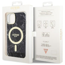 Заредете изображение във визуализатора на галерията – Original Case GUESS hardcase Marble MagSafe GUHMP14MPCUMAK for Iphone 14 Plus black
