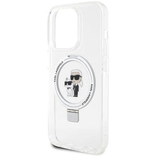 Заредете изображение във визуализатора на галерията – Original Pouch KARL LAGERFELD Ring Stand Karl&amp;Choupettte MagSafe KLHMP14LHMRSKCH for Iphone 14 Pro White
