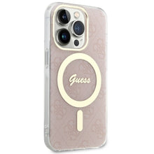 Заредете изображение във визуализатора на галерията – Original Case GUESS hardcase 4G MagSafe GUHMP14LH4STP for Iphone 14 Pro pink
