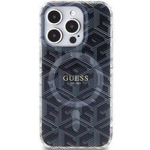 Заредете изображение във визуализатора на галерията – Original faceplate case GUESS GUHMP15LHGCUSTGK for iPhone 15 Pro (Magsafe / IML GCUBE / black)
