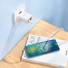 Заредете изображение във визуализатора на галерията – Borofone Wall charger BN16 Tough - USB + Type C - PD 45W 3A with Type C to Type C cable white

