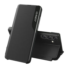 Заредете изображение във визуализатора на галерията – Eco Leather View Case cover for Samsung Galaxy A54 5G with a flip stand black
