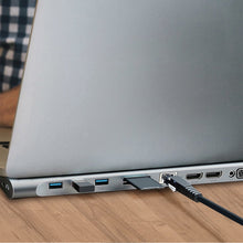 Заредете изображение във визуализатора на галерията – Baseus Enjoyment MacBook / notebook stand HUB USB Typ C PD / VGA / HDMI / RJ45 / USB 3.0 / SD, TF, micro SD card reader Dark for MacBook / PC gray (CATSX-G0G)
