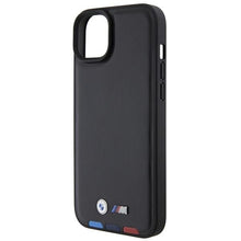 Заредете изображение във визуализатора на галерията – BMW BMHCP15M22PTDK iPhone 15 Plus 6.7" black/black Leather Stamp Tricolor
