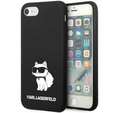 Заредете изображение във визуализатора на галерията – Karl Lagerfeld KLHCI8SNCHBCK iPhone 7/8/ SE 2020/2022 hardcase black/black Silicone Choupette
