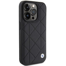 Заредете изображение във визуализатора на галерията – BMW Leather Quilted case for iPhone 15 Pro - black
