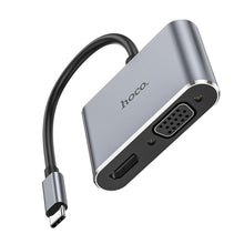 Заредете изображение във визуализатора на галерията – Hoco adaptor hub type c to hdtv+vga+usb3.0+pd100w+hdmi hb30 hb30 - TopMag
