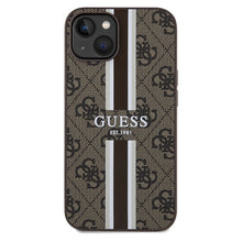 Заредете изображение във визуализатора на галерията – Original Case GUESS 4G Printed Stripes MagSafe GUHMP15SP4RPSK for Iphone 13/14/15 brown
