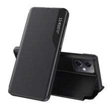 Заредете изображение във визуализатора на галерията – Eco Leather View Case Cover for Xiaomi Redmi Note 12 5G / Poco X5 5G with Flip Stand Black
