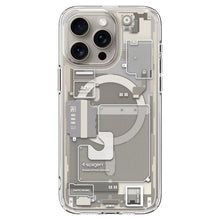 Заредете изображение във визуализатора на галерията – Spigen Ultra Hybrid Mag case with MagSafe for iPhone 15 Pro Max - natural titanium (Zero One pattern)
