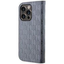 Заредете изображение във визуализатора на галерията – Karl Lagerfeld KLBKP14LSAKLHPG iPhone 14 Pro 6.1" bookcase silver/silver Saffiano Monogram
