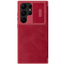 Заредете изображение във визуализатора на галерията – Nillkin Qin Leather Pro Case for Samsung Galaxy S23 Ultra Flip Cover Camera Cover red
