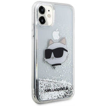 Заредете изображение във визуализатора на галерията – Karl Lagerfeld KLHCN61LNCHCS iPhone 11/ XR silver/silver hardcase Glitter Choupette Head
