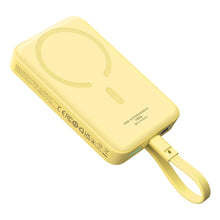 Заредете изображение във визуализатора на галерията – Baseus Magnetic Mini MagSafe 10000mAh 30W powerbank with built-in Lightning cable - yellow + Baseus Simple Series USB-C - USB-C 60W 0.3m cable

