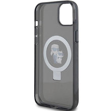 Заредете изображение във визуализатора на галерията – Karl Lagerfeld Ring Stand Karl&amp;Choupette MagSafe case for iPhone 14 / 15 / 13 - black
