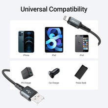 Заредете изображение във визуализатора на галерията – Acefast cable usb a a to lightning 8-pin mfi 2,4a aluminum alloy c1-02 1,2 m deep space gray
