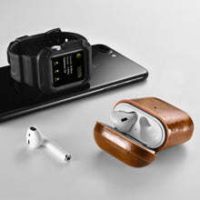 Заредете изображение във визуализатора на галерията – iCarer Leather Oil Wax Genuine Leather Case for AirPods 2 / AirPods 1 light brown (WMAP011-BN)
