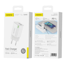 Заредете изображение във визуализатора на галерията – Foneng Wall charger GAN35 GaN - 2xType C - PD 35W 3A white
