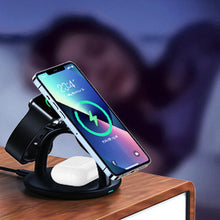 Заредете изображение във визуализатора на галерията – Choetech 3in1 inductive charging station iPhone 12/13/14, AirPods Pro, Apple Watch black (T587-F)
