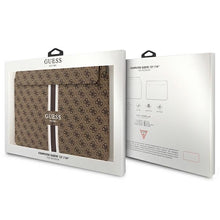 Заредете изображение във визуализатора на галерията – Original GUESS Laptop Sleeve 4G Printed Stripes GUCS14P4RPSK 14 inches brown
