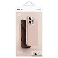 Заредете изображение във визуализатора на галерията – Uniq Lino Hue iPhone 15 Pro Max 6.7" case Magclick Charging pink/blush pink
