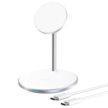 Заредете изображение във визуализатора на галерията – Choetech Qi 15W Wireless Charger for iPhone and AirPods Magnetic Holder Compatible with MagSafe silver (T581-F)
