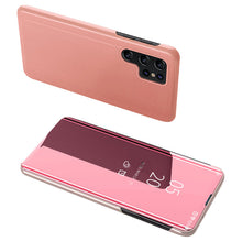 Заредете изображение във визуализатора на галерията – Clear View Case cover for Samsung Galaxy S23 Ultra cover with a flap pink
