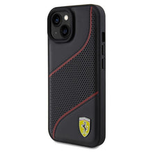 Заредете изображение във визуализатора на галерията – Ferrari Perforated Waves Metal Logo case for iPhone 15 / 14 / 13 - black
