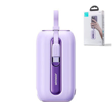 Заредете изображение във визуализатора на галерията – Joyroom power bank 10000mAh Colorful Series 22.5W with 2 built-in USB-C and Lightning cables purple (JR-L012)
