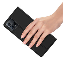 Заредете изображение във визуализатора на галерията – Dux Ducis Skin Pro case for Motorola Edge 30 Fusion flip cover card wallet stand black
