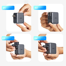 Заредете изображение във визуализатора на галерията – Ugreen fast charger GaN USB / 2xUSB C 65W adapter EU / UK / US plug black (CD296)
