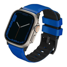 Заредете изображение във визуализатора на галерията – Uniq Strap Linus Apple Watch Series 1/2/3/4/5/6/7/8/SE/SE2/Ultra 42/44/45/49mm Airosoft Silicone Blue/Racing Blue
