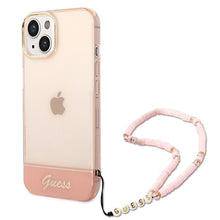 Заредете изображение във визуализатора на галерията – Original faceplate case guess guhcp14mhgcohp for iphone 14 plus (iml electro cam w. strap translucent / pink)
