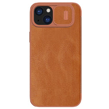 Заредете изображение във визуализатора на галерията – Nillkin Qin Pro Leather Flip Camera Cover Case for iPhone 15 Plus - Brown
