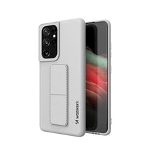 Заредете изображение във визуализатора на галерията – Wozinsky Kickstand Case Silicone Stand Cover for Samsung Galaxy S21 Ultra 5G Gray
