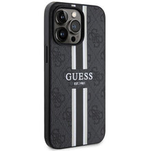 Заредете изображение във визуализатора на галерията – Guess GUHMP13XP4RPSK iPhone 13 Pro Max 6.7" black/black hardcase 4G Printed Stripes MagSafe
