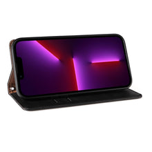 Заредете изображение във визуализатора на галерията – Magnet Strap Case for iPhone 14 Flip Wallet Mini Lanyard Stand Black
