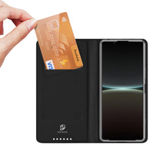 Заредете изображение във визуализатора на галерията – Dux Ducis Skin Pro case for Sony Xperia 5 IV flip cover card wallet stand black
