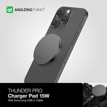 Заредете изображение във визуализатора на галерията – Amazing Thing Induction charger Magsafe Thunder Pro TP16MBK - 15W with Type C to Type C cable black
